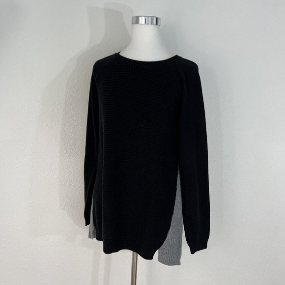Anatara Sweaters - Womens Anatara Sweater L Cable Knit Black Charcoal Gray Chunky NWT